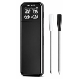 HELMER chytrý bezdrátový kuchyňský teploměr se dvěma sondami TM 28/ LCD displej/–10 až 100 °C/ Bluetooth/ černý
