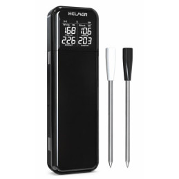 HELMER chytrý bezdrátový kuchyňský teploměr se dvěma sondami TM 28/ LCD displej/–10 až 100 °C/ Bluetooth/ černý