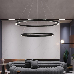 POŠKOZENÝ OBAL - IMMAX NEO FINO SMART závěsné svítidlo 2 kruhy, 60+80cm, 93W, černé, Zigbee 3.0, TUYA