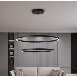 POŠKOZENÝ OBAL - IMMAX NEO FINO SMART závěsné svítidlo 2 kruhy, 60+80cm, 93W, černé, Zigbee 3.0, TUYA