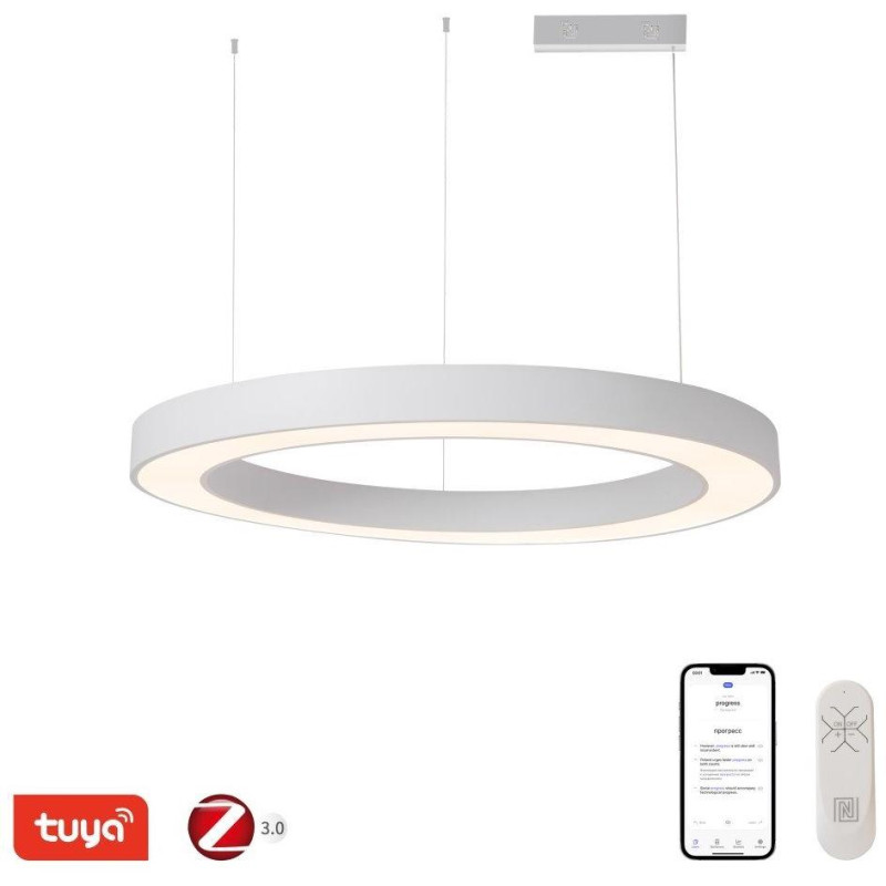 POŠKOZENÝ OBAL - IMMAX NEO PASTEL SLIM SMART závěsné svítidlo 95 x 7cm 68W bílé Zigbee 3.0, TUYA