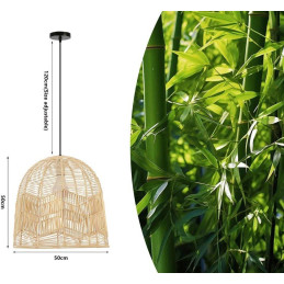 POŠKOZENÝ OBAL - IMMAX BOHO PELO designové závěsné svítidlo, D50cm, E27, přírodní ratan