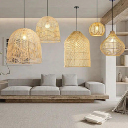 POŠKOZENÝ OBAL - IMMAX BOHO PELO designové závěsné svítidlo, D50cm, E27, přírodní ratan
