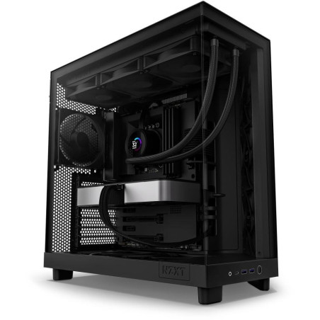 POŠKOZENÝ OBAL - NZXT skříň H6 Flow dvoukomorová / MidT / 3x120mm fan / 2xUSB 3.2 / USB-C / prosklená bočnice i čelo / černá