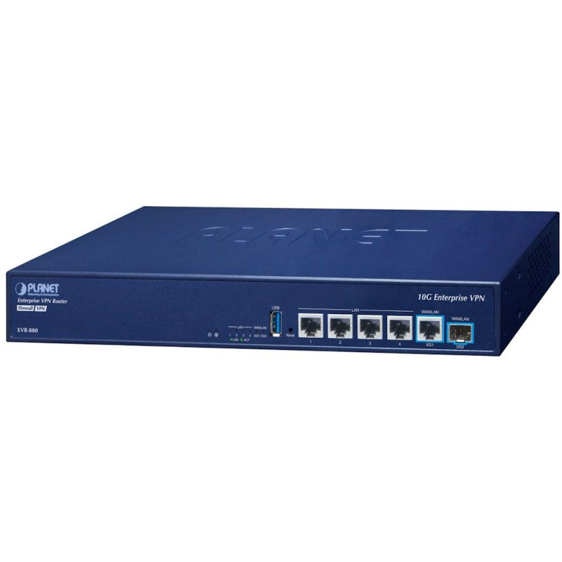 Planet XVR-800 Dual 10G Enterprise VPN Security Router/Firewall/AP kontroler, 10 GbE, SFP+ LAN/WAN, 4x GbE, USB