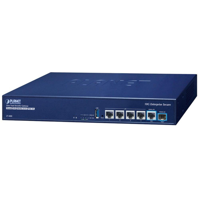 Planet ZT-800 Dual 10G Zero Trust Security Router/VPN/Firewall/AP kontroler, 10 GbE, SFP+ LAN/WAN, 4x GbE, USB