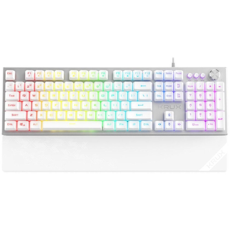 Krux mechanická klávesnice Frost Silver-White RGB / fullsize / RGB / podložka / bílá