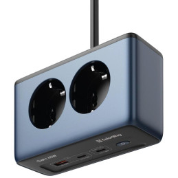 COLORWAY Prodlužovací napájecí přívod s přepěťovou ochranou/ 2x Schuko/ 2x USB-C 45W/ 1x USB-A/ kabel 2m