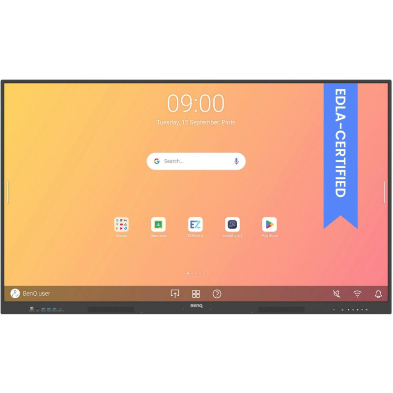 BENQ dotykový panel 65" RE6504A/ UHD 4K/8GB I 64GB /provoz 18/7/ HDMI/DP/ USB-C/LAN/ Android 13/40 dotykových bodů