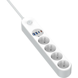 COLORWAY Prodlužovací napájecí přívod/ 4x Schuko/ 2x USB-C 20W/ 2x USB-A/ kabel 2m