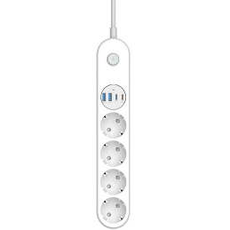 COLORWAY Prodlužovací napájecí přívod/ 4x Schuko/ 2x USB-C 20W/ 2x USB-A/ kabel 2m