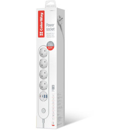COLORWAY Prodlužovací napájecí přívod/ 4x Schuko/ 2x USB-C 20W/ 2x USB-A/ kabel 2m