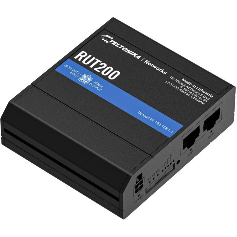ROZBALENÉ - Teltonika RUT200 průmyslový router   1x LAN, 1x WAN, 1x SIM + eSIM, LTE, Wi-Fi 4
