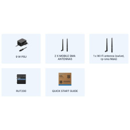 ROZBALENÉ - Teltonika RUT200 průmyslový router   1x LAN, 1x WAN, 1x SIM + eSIM, LTE, Wi-Fi 4