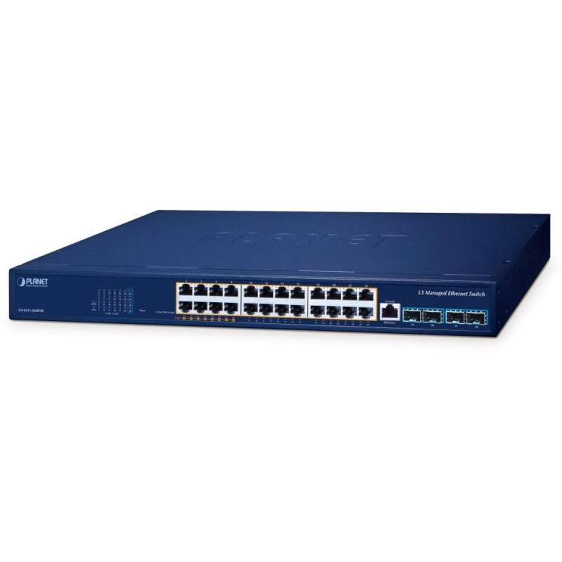 POUŽITÉ - Planet GS-6311-24HP4X L3 switch, 24x1Gb, 4x10Gb SFP+, 8x PoE 802.3bt + 16x PoE 802.3at 480W, QoS