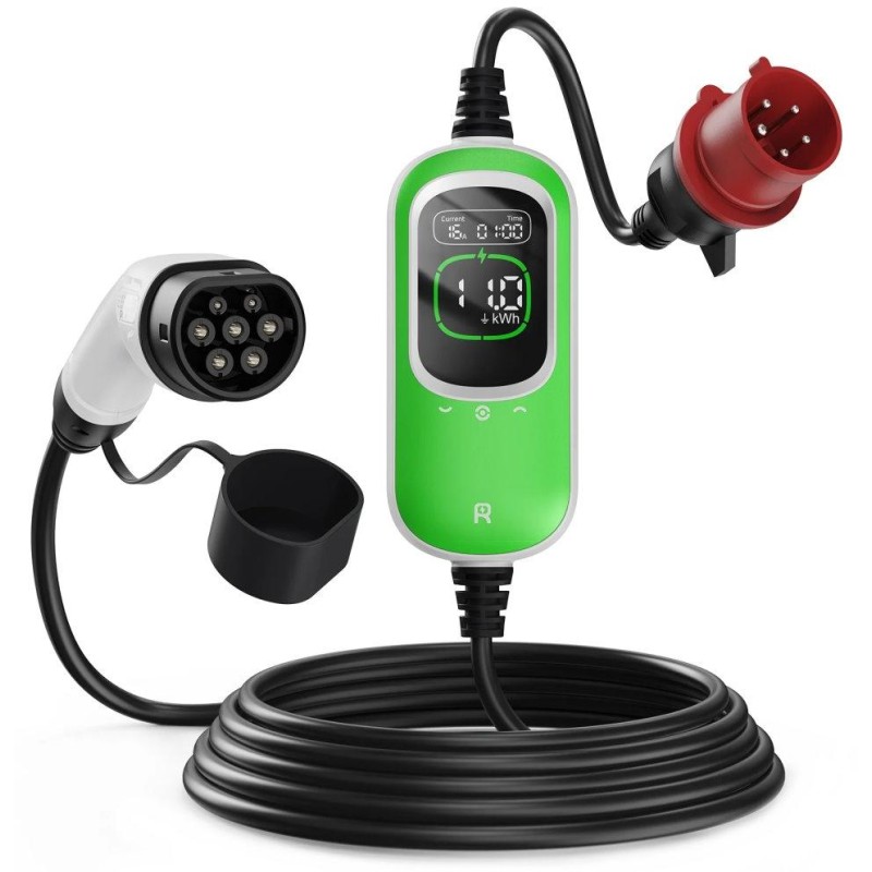 EVSE AC přenosná, třifázová nabíječka pro elektromobily, pro domácnosti, 11kW, 400 V, 16 A, 6 m kabel s konektorem T2