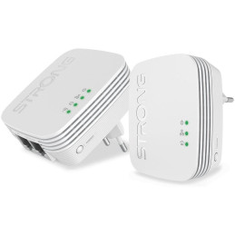 STRONG sada 2 adaptérů Powerline WI-FI 600 DUO MINI/ Powerline 600 Mbit/s/ Wi-Fi 300 Mbit/s/ 2x LAN/ bílý