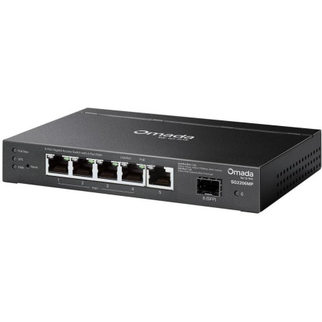 TP-Link SG2206MP 6-Port Gigabit Switch, 4x Gigabit PoE, 1x LAN, 1x SFP, 63W budget