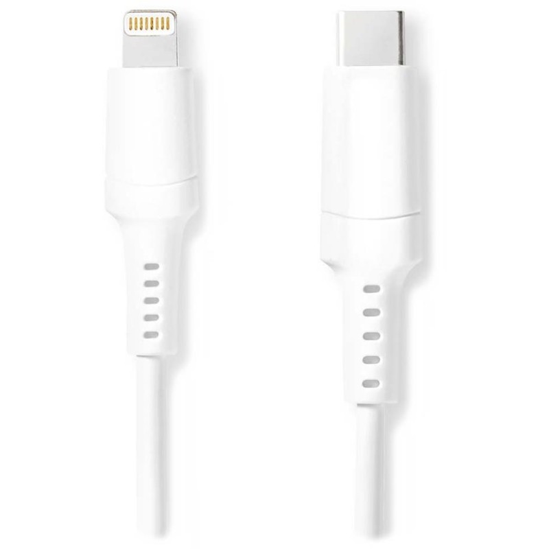NEDIS Lightning kabel/ USB 2.0/ Apple Lightning 8pinový/ USB-C zástrčka/ kulatý/ bílý/ box/ 1m