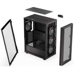 Endorfy skříň Ventum 400 ARGB / ATX / 4x120mm ARGB fan / 2xUSB 3.0 / USB-C / mesh panel / tvrzené sklo / černá
