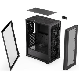 Endorfy skříň Ventum 400 Air / ATX / 4x120mm fan / 2xUSB 3.0 / USB-C / mesh panel / tvrzené sklo / černá