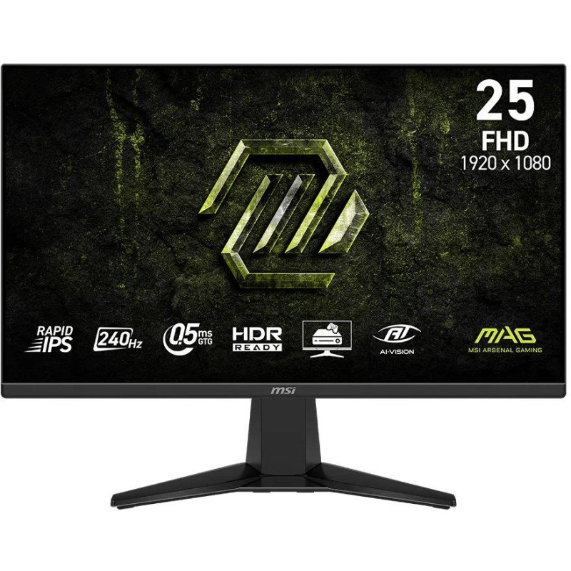 MSI MAG 255F X24/ 24,5"/ 1920x1080/ IPS/ 240Hz/ 0,5ms/ 300cd/m2/ 1000:1/ HDMI/ DP/ VESA/ černý