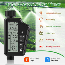 IMMAX NEO LITE SMART zavlažovací ventil, Wi-Fi, IP65, černý, TUYA