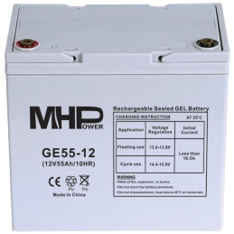 MHPower záložní Gelový akumulátor 12V/55Ah, Terminál T1 - M6, Deep Cycle