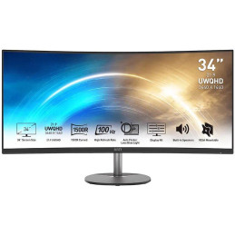 MSI PRO MP341CQ/ 34"/ 3440x1440 / VA/ 1ms/ 100Hz/ 300cd/m2/ 3000:1/ HDMI/ DP/ VESA/ černý