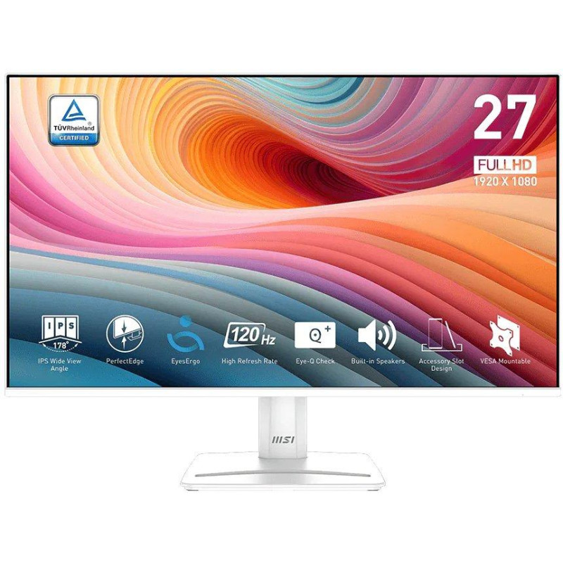 MSI PRO MP275W E2/ 27"/ 1920x1080 / IPS/ 120Hz/ 1ms/ 300cd/m2/ 1500:1/ HDMI/ DisplayPort/ VESA/ bílý