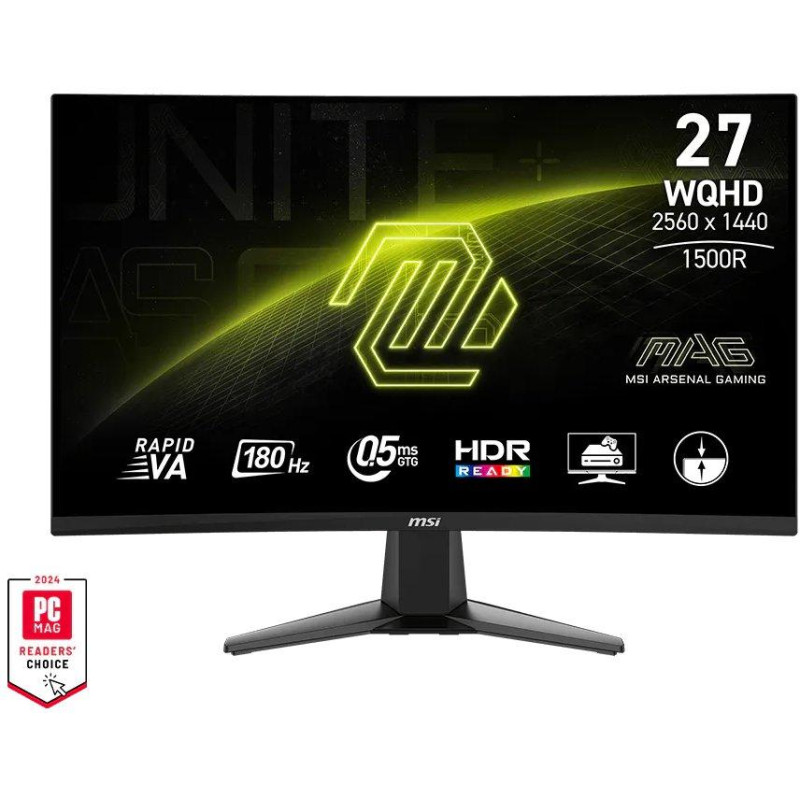 MSI MAG 27CQ6F/ 27"/ 2560x1440/ VA/ 180Hz/ 0,5ms/ 300cd/m2/ 1100:1/ HDMI/ DisplayPort/ VESA/ černý