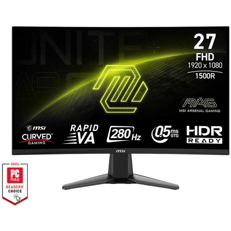 MSI MAG 276CXF/ 27"/ 1920x1080/ VA/ 280Hz/ 0,5ms/ 300cd/m2/ 4000:1/ HDMI/ DP/ VESA/ černý