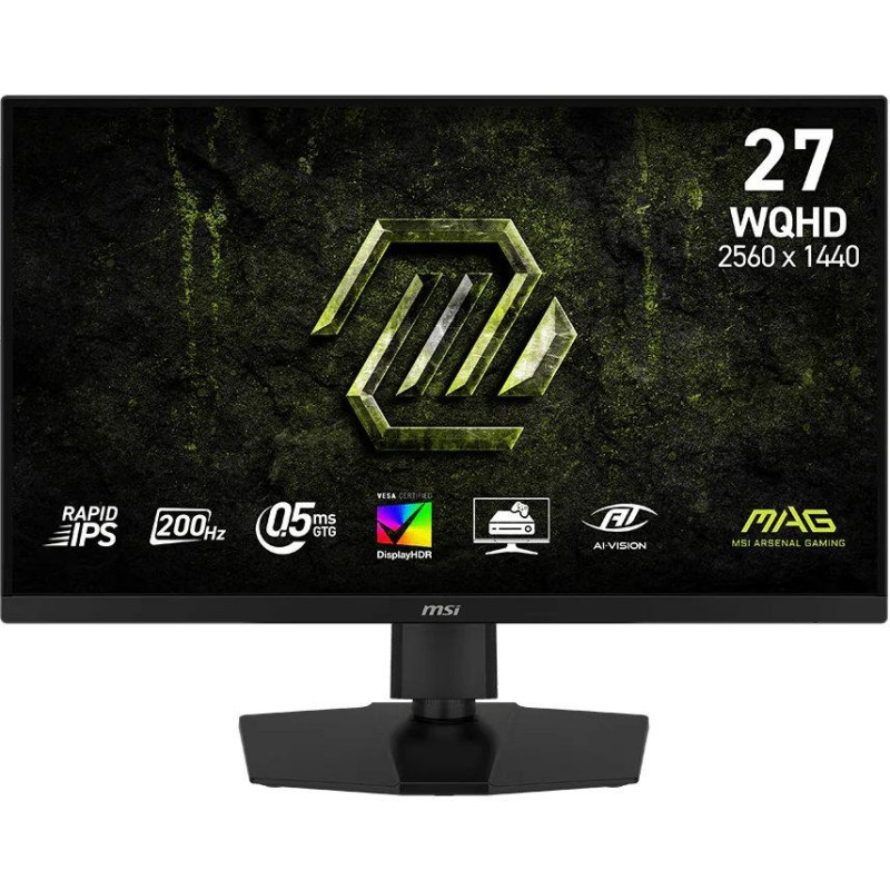 MSI MAG 274QPF E20/ 27"/ 2560x1440/ IPS/ 200Hz/ 0,5ms/ 300cd/m2/ 1000:1/ HDMI/ DP/ USB-C/ PIVOT/ VESA/ černý