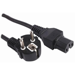PremiumCord Kabel síťový 230V k počítači 2m  IEC 320 C15 konektor s drážkou