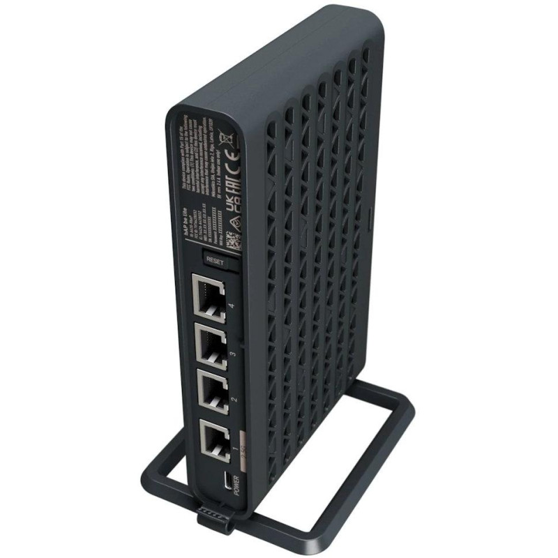 MikroTik hAP be lite, 1x 2,5 GbE, 3x GbE, 2.4+5GHz, 802.11b/g/n/ac/ax/be, Wi-Fi 7, PoE in, ROS 7, L4,  PSU, indoor
