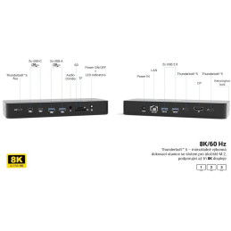 I-tec dokovací stanice Thunderbolt 5 Triple Display, M.2 slot, 6x USB, 2.5 GLAN, Power Delivery 140W