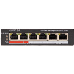 HiLook Powered by HIKVISION switch NS-0106P-45(B)/ 4x port/ 10/100 Mbps RJ45 ports PoE / 2x 100 Mbps uplink