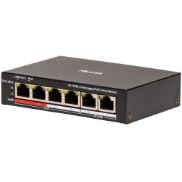 HiLook Powered by HIKVISION switch NS-0106P-45(B)/ 4x port/ 10/100 Mbps RJ45 ports PoE / 2x 100 Mbps uplink