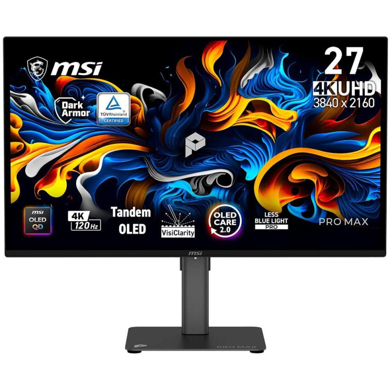 MSI Gaming PRO MAX 271UPX12G/ 26,5"/ 3840x2160 / OLED/ 0,03ms/ 120Hz/ 250cd/m2/ 1500000:1/ HDMI/ DP/ VESA/ černý
