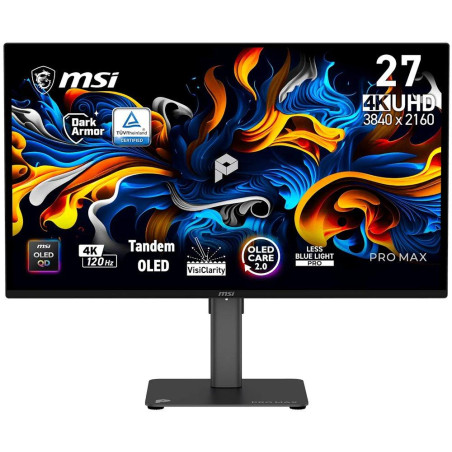 MSI Gaming PRO MAX 271UPX12G/ 26,5"/ 3840x2160 / OLED/ 0,03ms/ 120Hz/ 250cd/m2/ 1500000:1/ HDMI/ DP/ VESA/ černý