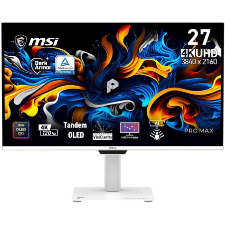 MSI Gaming PRO MAX 271UPXW12G/ 26,5"/ 3840x2160 / OLED/ 0,03ms/ 120Hz/ 250cd/m2/ 1500000:1/ HDMI/ DP/ VESA/ bílý