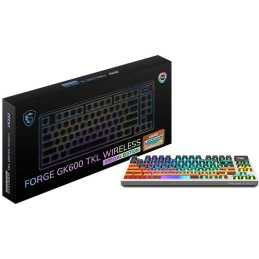 MSI herní klávesnice FORGE GK600 TKL Mars/ bezdrátová 2,4GHz+BT/ mechanická/ RGB/ USB-C/ display/ CZ+SK layout