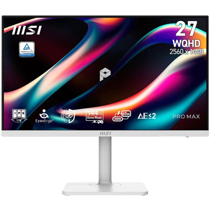 MSI Gaming PRO MAX 271QPHW E14/ 27"/ 2560x1440/ IPS/ 1ms/ 144Hz/ 300cd/m2/ 1500:1/ HDMI/ DP/ USB/ VESA/ bílý