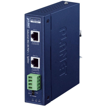Planet IPOE-176S, Ultra PoE++ průmyslový Splitter, výstup 12V,19V a 24V, 10 Gb, DIN, IP30, -40~75st.
