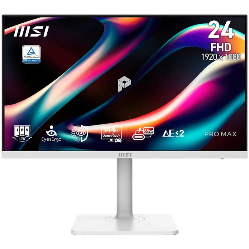 MSI PRO MAX 241PHW E14/ 24"/ 1920x1080/ IPS/ 4ms/ 144Hz/ 300cd/m2/ 1500:1/ HDMI/ DP/ USB/ VESA/ bílý