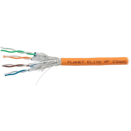 PLANET Elite kabel SFTP, drát, Cat7, 4pár, 600MHz, LS0H, stíněný každý pár, oranžový, B2ca, s1, d1, a1, balení 500m