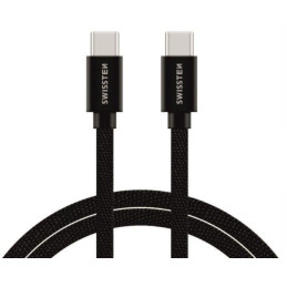Swissten Datový Kabel Textile USB-C / USB-C 0,2m Černý