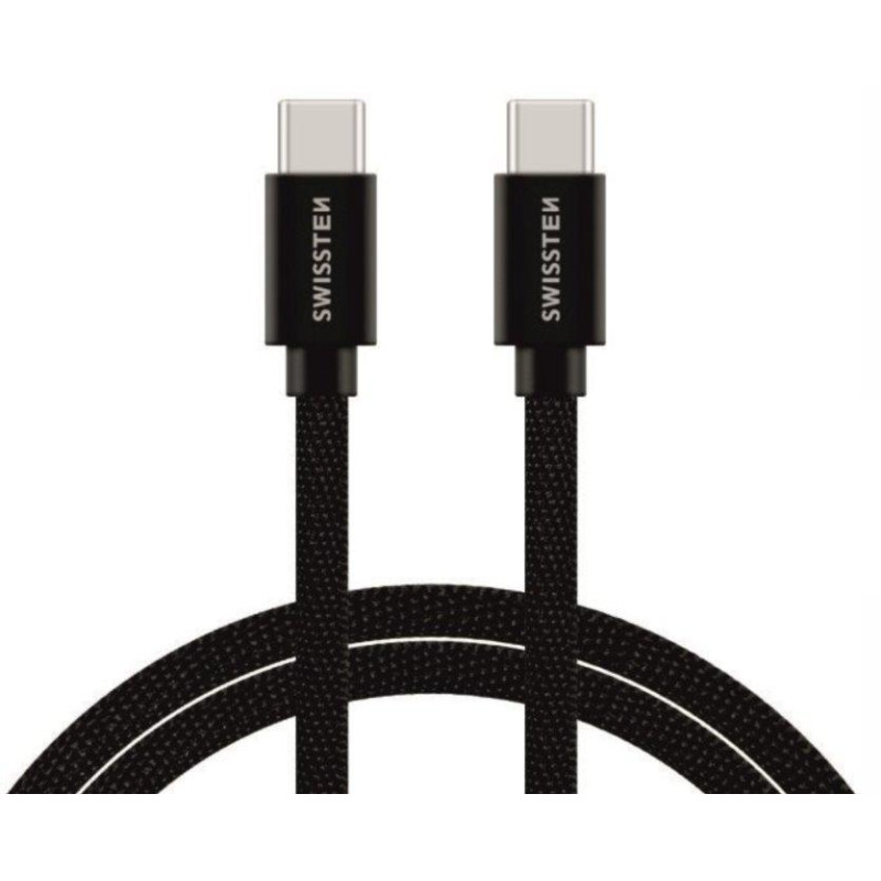 Swissten Datový Kabel Textile USB-C / USB-C 0,2m Černý