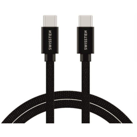 Swissten Datový Kabel Textile USB-C / USB-C 0,2m Černý