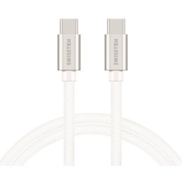 Swissten Datový Kabel Textile USB-C / USB-C 0,2m Stříbrný